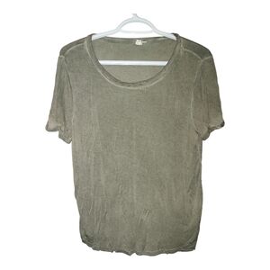 Gray Cable & Gauge Crew Neck Cuffed Sleeve T-Shirt